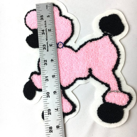 50’s Pink Chenille 8" Poodle Applique Facing Left NOS - Picture 3 of 6